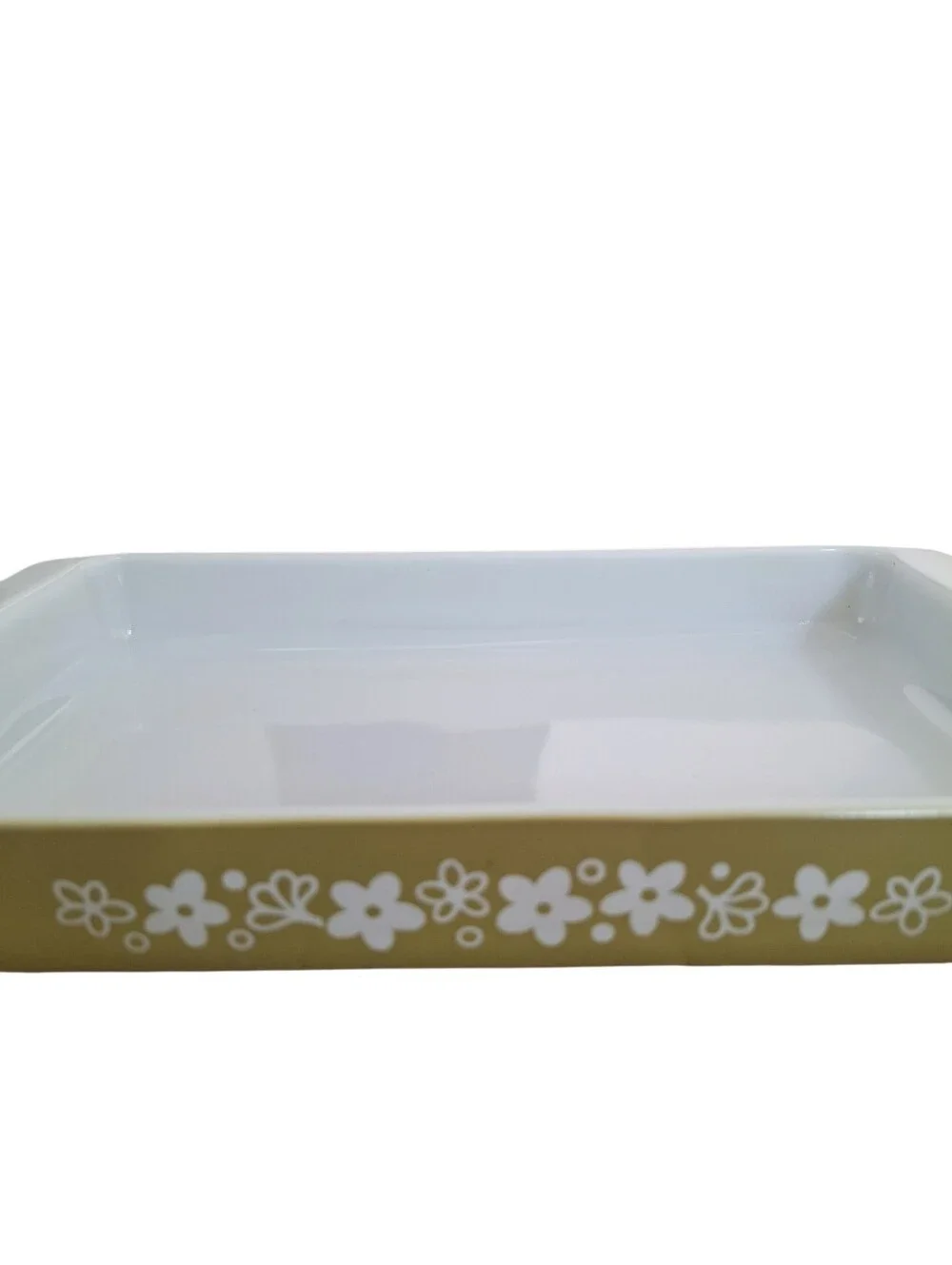 Vintage Pyrex Spring Blossom Green Baking Dish Lasagna Pan 